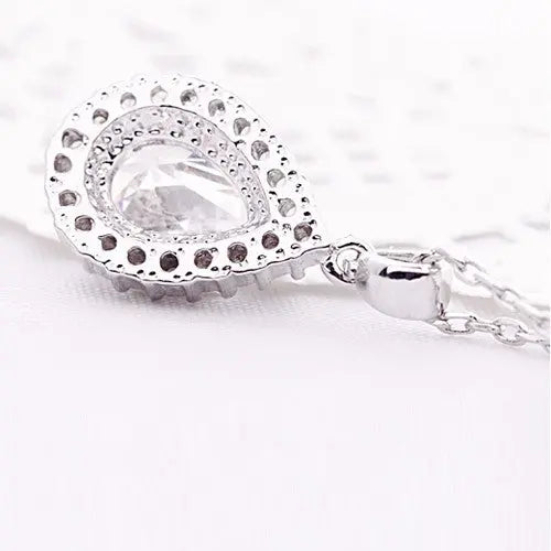 Timeless Water Drop Cubic Zirconia Earring & Necklace Jewellery Set - The Wedding Garter