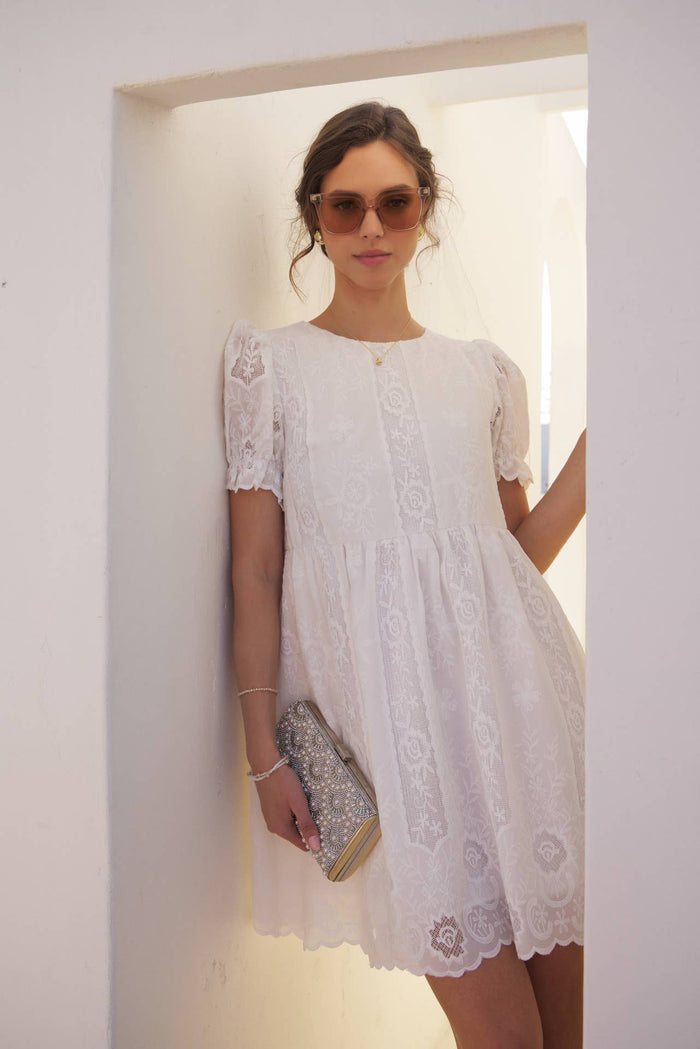 Timeless White Lace Detail Dress