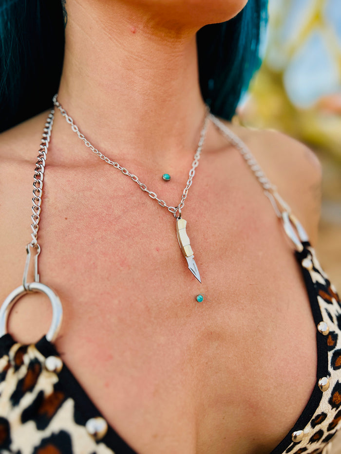 Tiny Switchblade Stiletto Necklaces