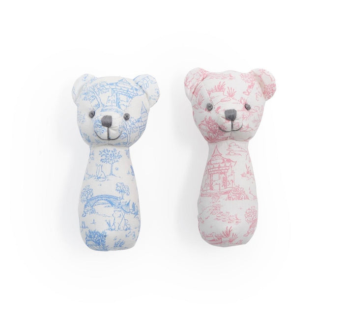 Toile Teddy Bear Rattle