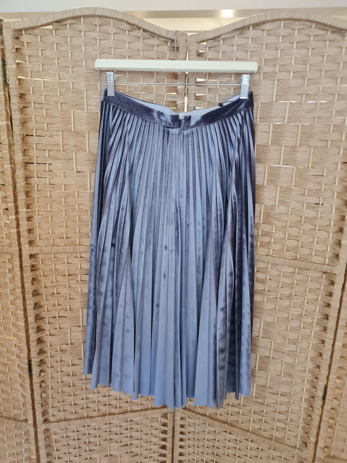 Topshop Grey Velour Pleated Skirt 10 NWT