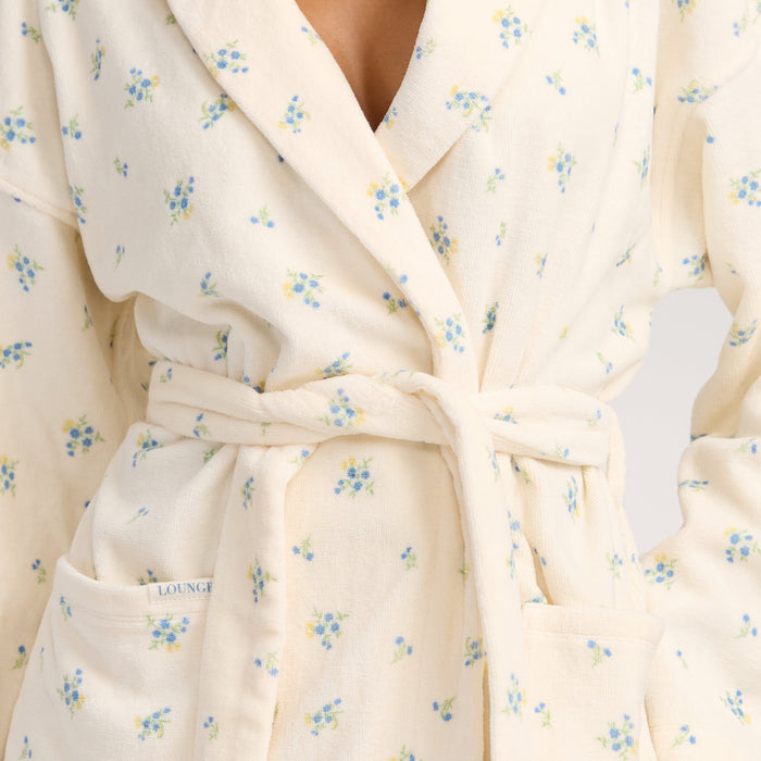 Towelling Bathrobe - Ditsy Floral Print