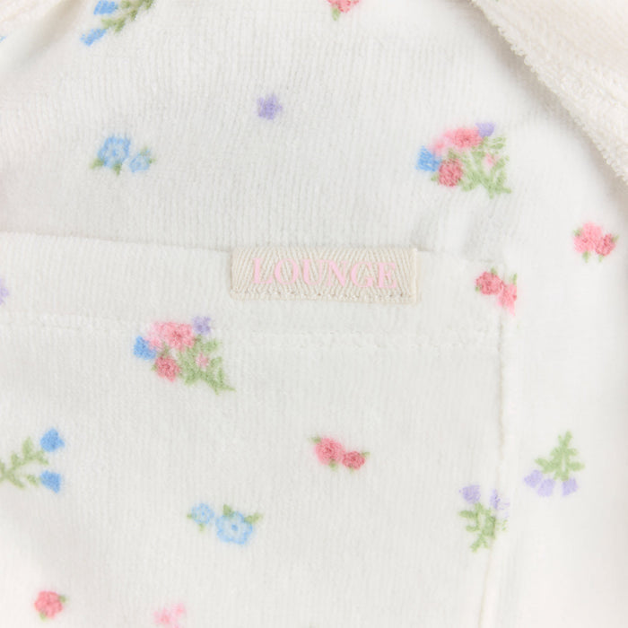 Towelling Bathrobe - White Print