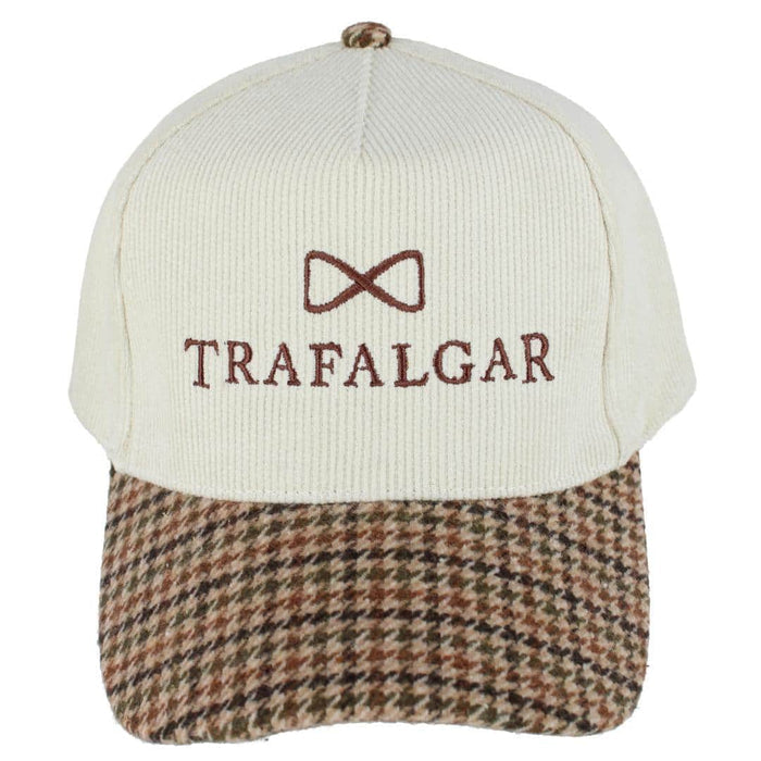 Trafalgar's 5 Panel Corduroy Baseball Hat with Plaid Brim