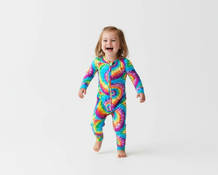 Unisex Tie-Dye Bamboo Sleeper – Vibrant Dreams Baby Outfit image 0
