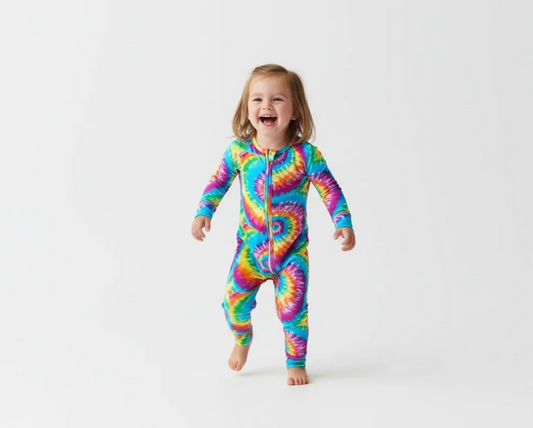 Unisex Tie-Dye Bamboo Sleeper – Vibrant Dreams Baby Outfit image 0