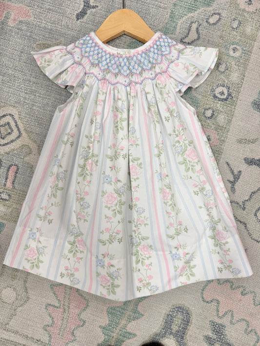 Valerie Vine Floral Print Smocked Dress