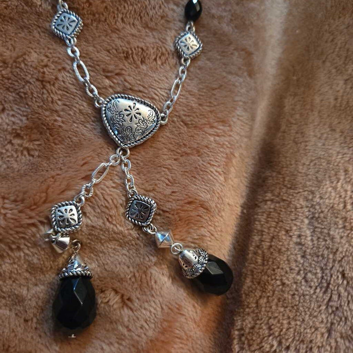 Vintage Necklace with Black Beads