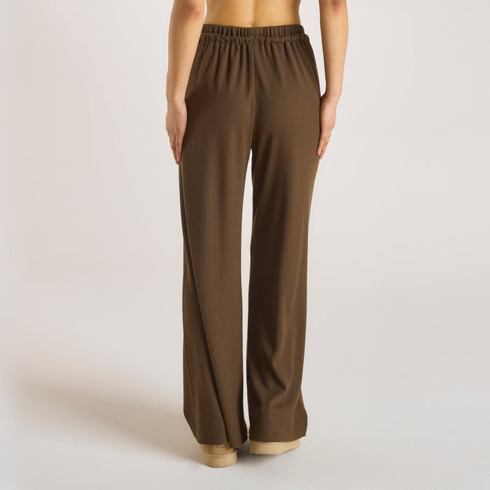 Waffle Wide Leg Trousers - Chocolate