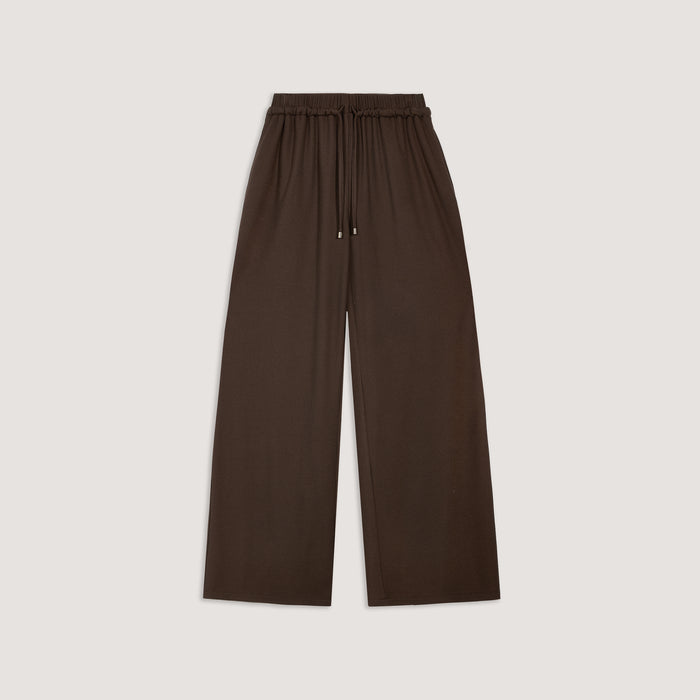 Waffle Wide Leg Trousers - Chocolate