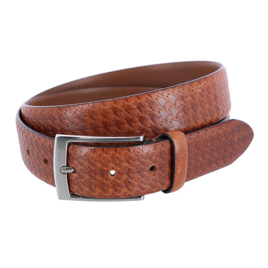 Watson Houndstooth Embossed 35mm Leather Belt