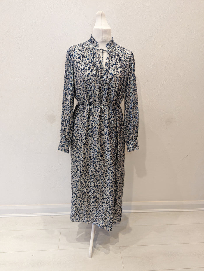Whistles Animal Metallic Silk Dress 14 NWT