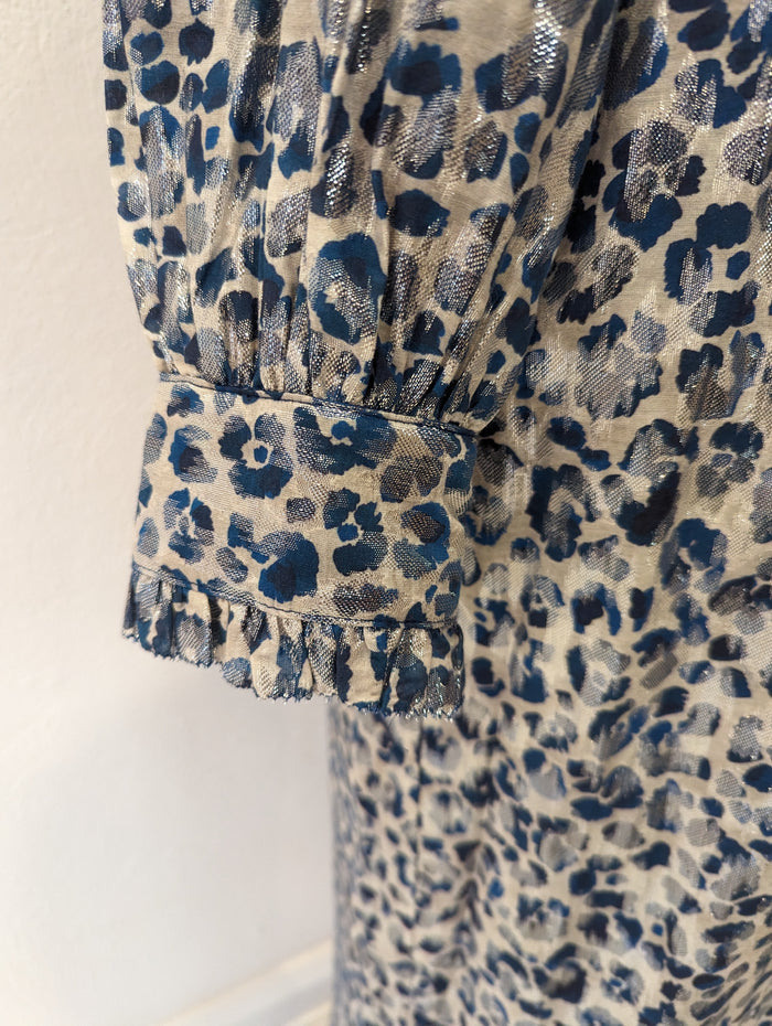 Whistles Animal Metallic Silk Dress 14 NWT