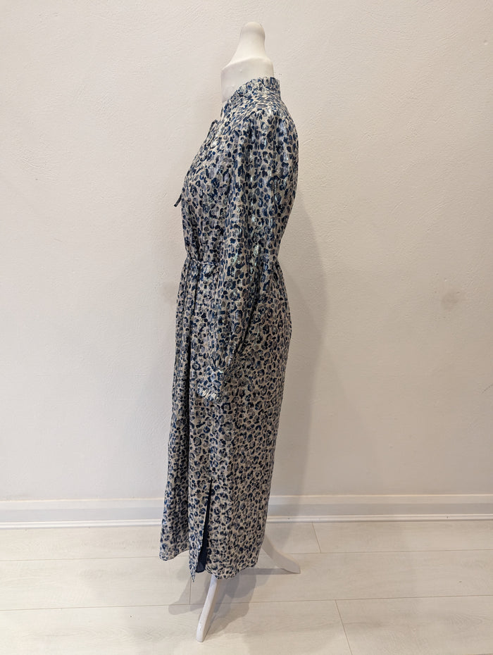 Whistles Animal Metallic Silk Dress 14 NWT