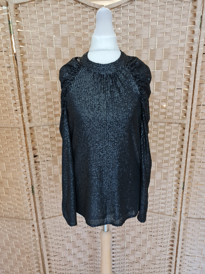 Whistles Black Sequin Top 10