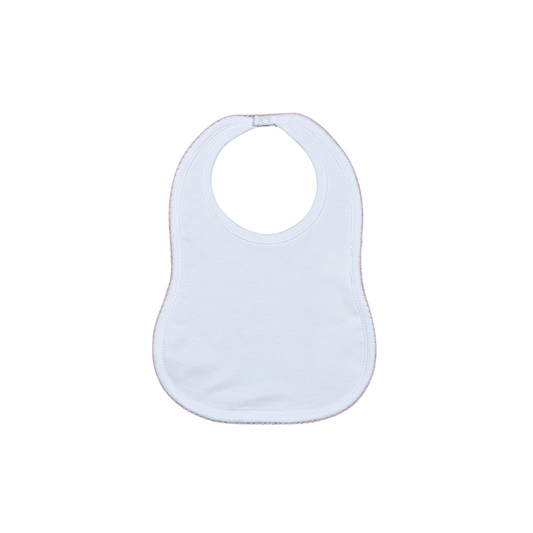 White Bib Pink Picot Trim