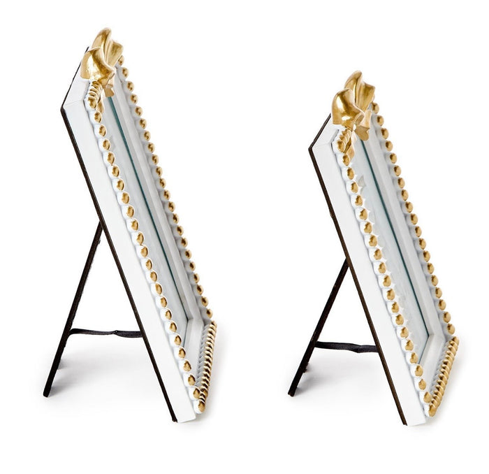White Bow Beaded Photo Frame