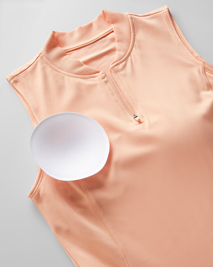 32 Degrees Peach Nectar _ Women's 1/4 Zip Active Bra Dress {bottom}{right}