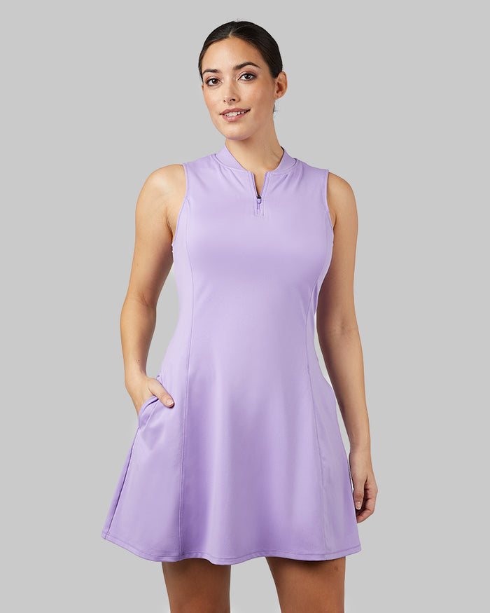 32 Degrees Sand Verbena _ Women's 1/4 Zip Active Bra Dress {model: Samaria is 5'7.5"and size 4 wearing size S}{bottom}{right} {bottom}{right}