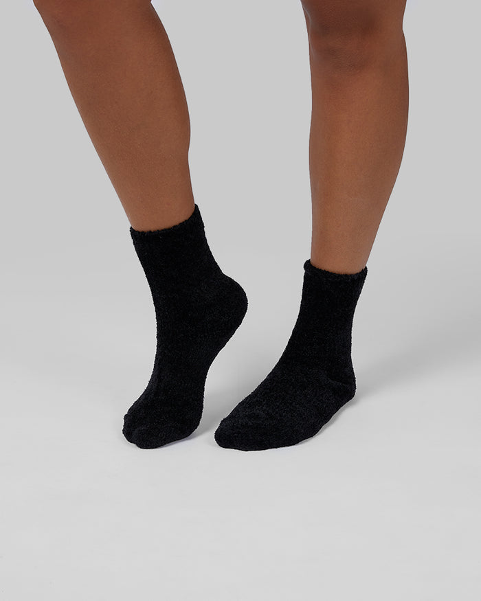32 Degrees Black / Cream / Potent Purple _ Women's 3-Pack Cozy Lounge socks {bottom}{right}