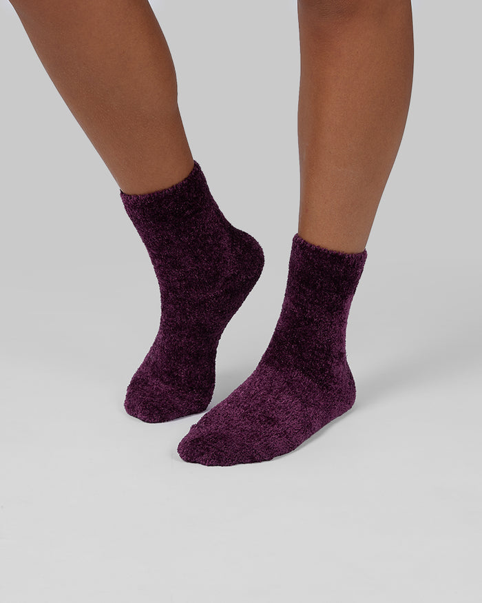 32 Degrees Black / Cream / Potent Purple _ Women's 3-Pack Cozy Lounge socks {bottom}{right}
