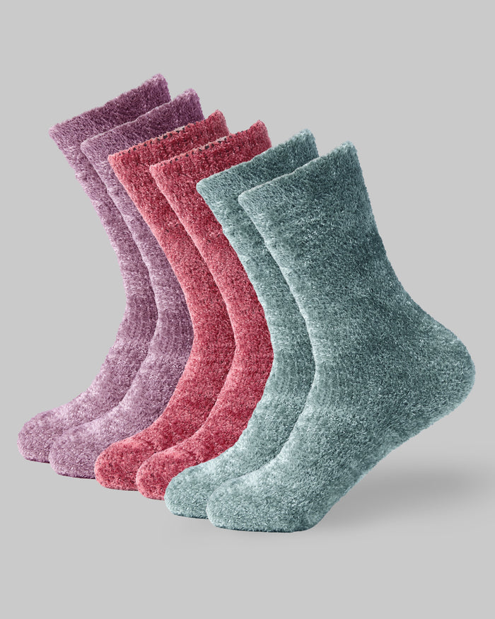 32 Degrees Purple / Mauvewood / Seafoam _ Women's 3-Pack Cozy Lounge socks {bottom}{right}