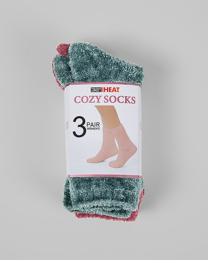 32 Degrees Purple / Mauvewood / Seafoam _ Women's 3-Pack Cozy Lounge socks {bottom}{right}