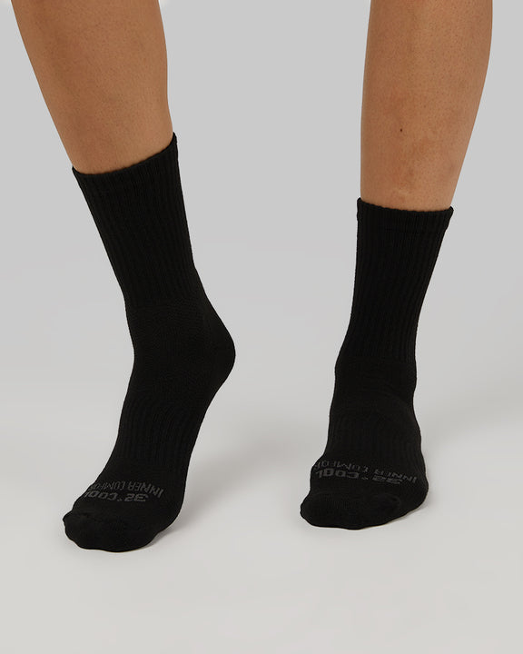 32 Degrees Black _ Women's 5-Pack Cool Comfort Crew Socks {bottom}{right}