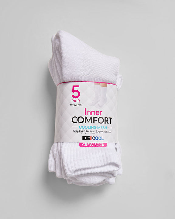 32 Degrees White _ Women's 5-Pack Cool Comfort Crew Socks {bottom}{right}