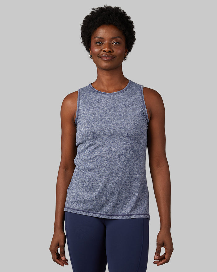 32 Degrees Inky Indigo Space Dye _ Women's Cool Active Tank {model: Wemi is 5'10"and size 2-4 wearing size S}{bottom}{right} {bottom}{right}