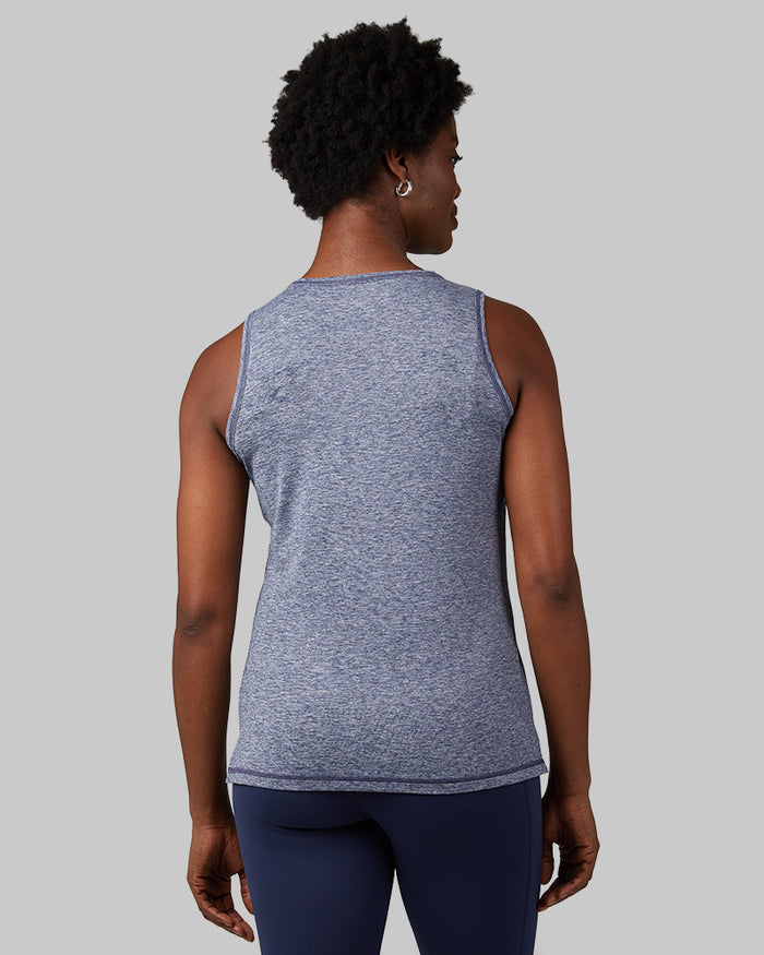 32 Degrees Inky Indigo Space Dye _ Women's Cool Active Tank {model: Wemi is 5'10"and size 2-4 wearing size S}{bottom}{right} {bottom}{right}
