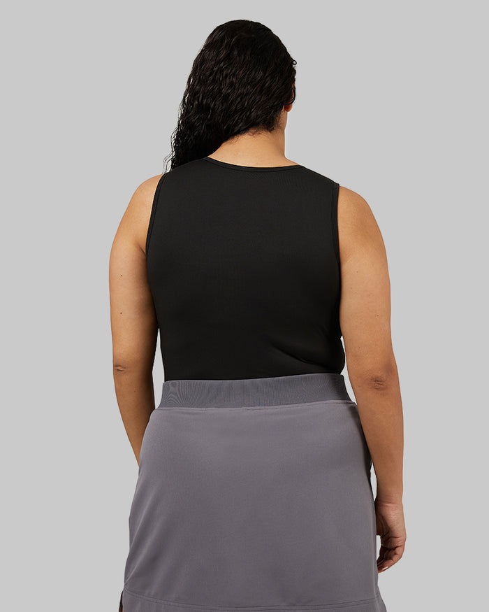32 Degrees Black _ Women's Cool Fitted Bra Tank {model: Kimberly is 5'9"and size 14 wearing size L}{bottom}{right} {bottom}{right}