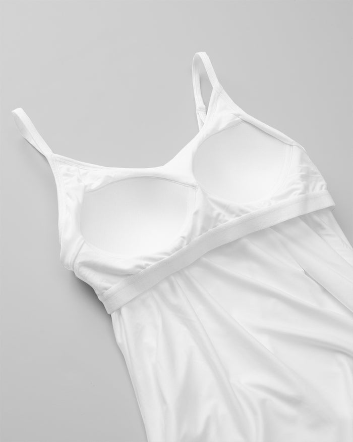 32 Degrees White _ Women's Cool Flowy Bra Cami {model: Evonique is 5'10 and size 6, wearing size S}{bottom}{right} {bottom}{right}