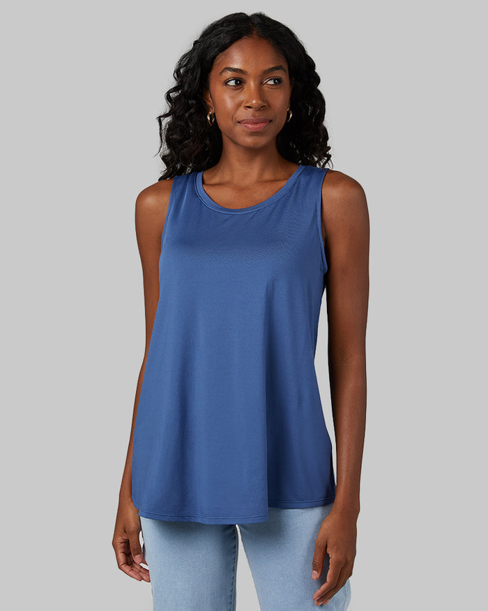 32 Degrees True Navy _ Women's Cool Flowy Bra Tank {model: Autumn is 5'7"and size 4, wearing size S}{bottom}{right} {bottom}{right}