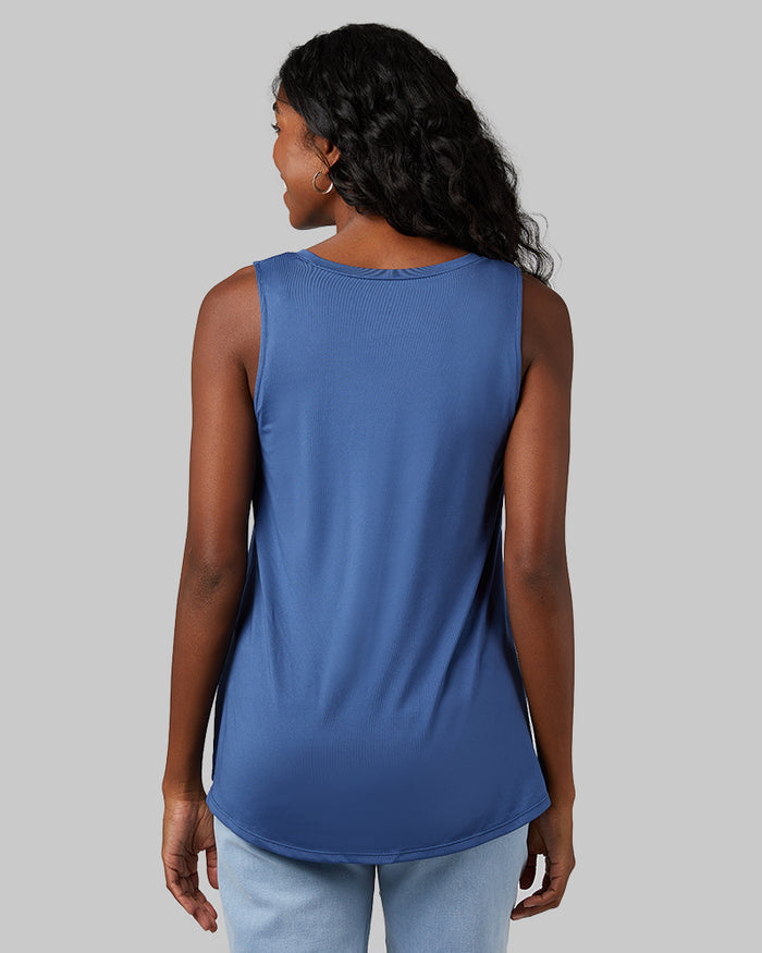 32 Degrees True Navy _ Women's Cool Flowy Bra Tank {model: Autumn is 5'7"and size 4, wearing size S}{bottom}{right} {bottom}{right}