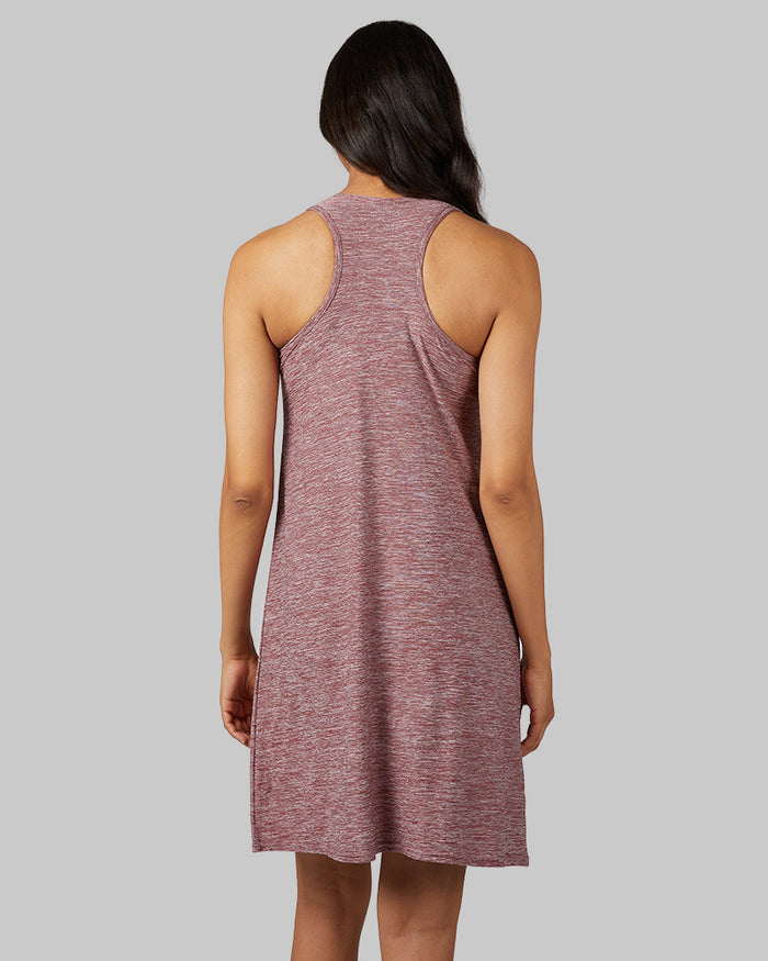 32 Degrees Cordovan Space Dye _ Women's Cool Racerback Bra Dress {model: Jess is 5'11"and size 4 wearing size S}{bottom}{right} {bottom}{right}