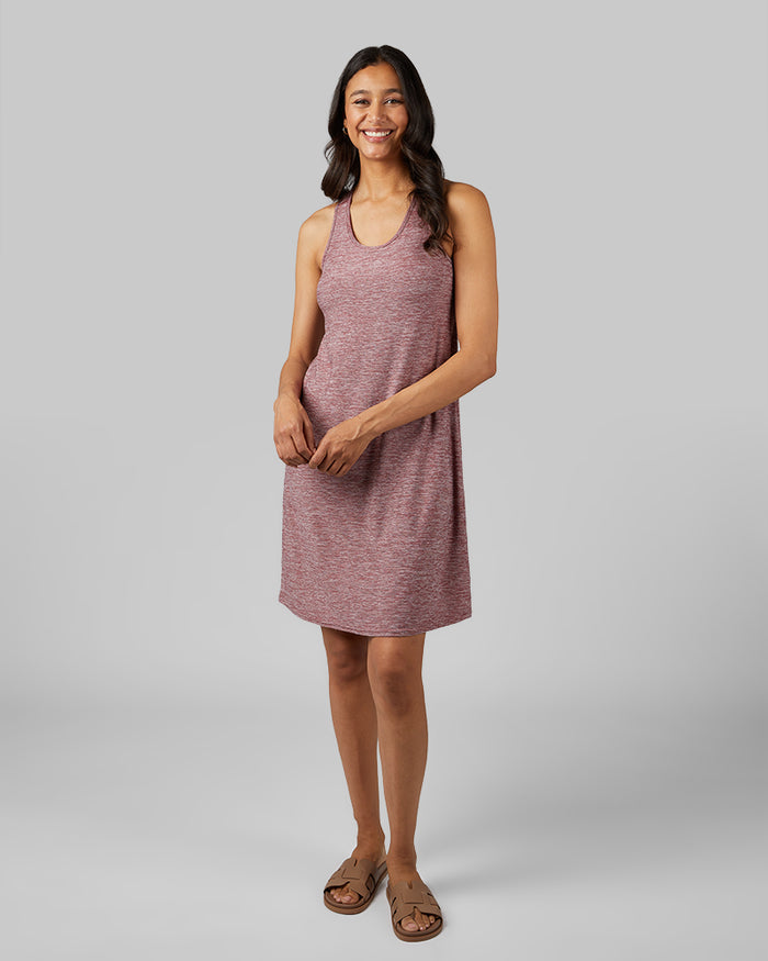 32 Degrees Cordovan Space Dye _ Women's Cool Racerback Bra Dress {model: Jess is 5'11"and size 4 wearing size S}{bottom}{right} {bottom}{right}