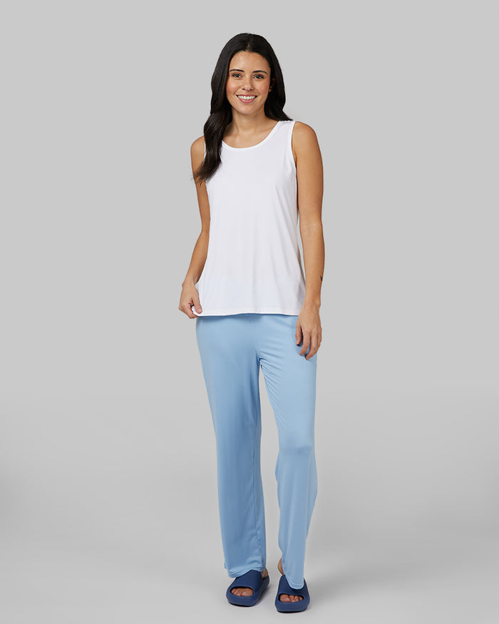 32 Degrees White _ Womens Cool Relaxed Sleep Tank {model: Hali is 5'9" and size 4, wearing size S}{bottom}{right} {bottom}{right}