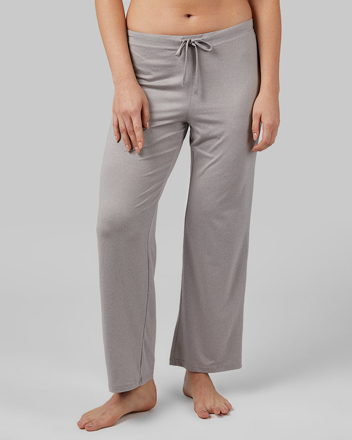 32 Degrees Ghost Grey Heather _ Women's Cool Sleep Pant {model: Evonique is 5'10 and size 6, wearing size S}{bottom}{right} {bottom}{right}