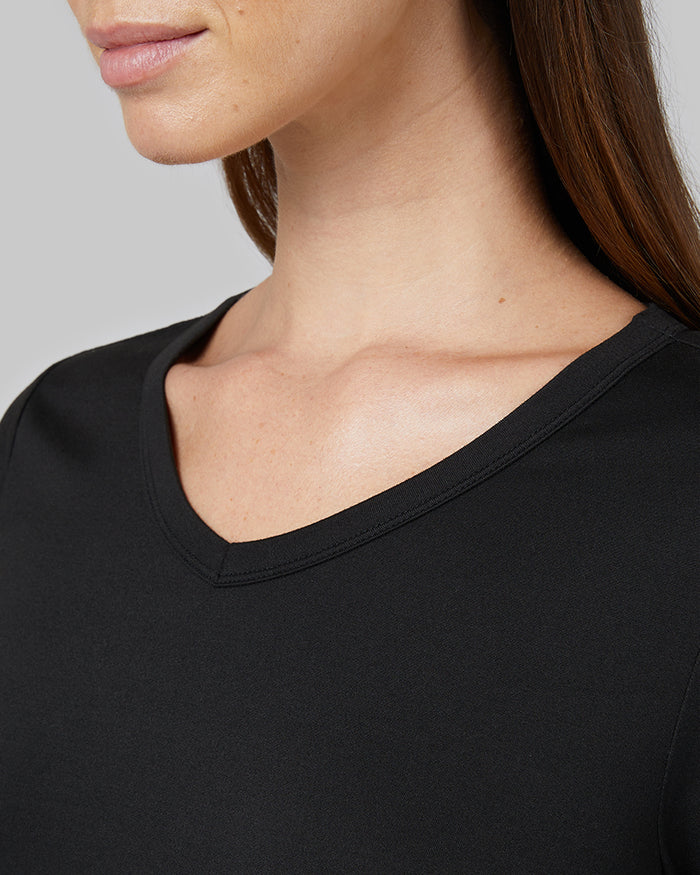 32 Degrees Black _ Women's Cool T-Shirt Dress {model: Giza is 5'8" and size 4, wearing size S}{bottom}{right}{bottom}{right}