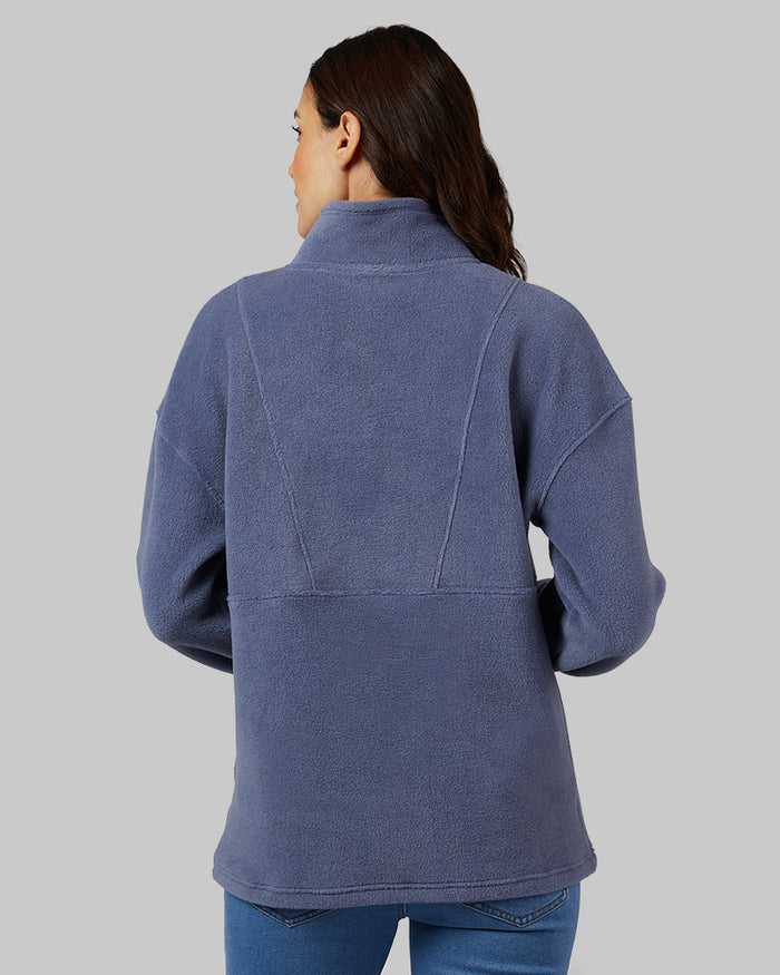 32 Degrees Flint Stone Heather _ Women's Cozy Fleece 1/2 Zip Top {model: Florentina is 5'10"and size 4 wearing size S}{bottom}{right} {bottom}{right}