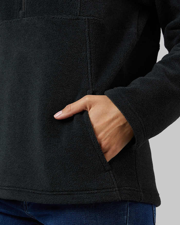 32 Degrees Stretch Limo Heather _ Women's Cozy Fleece 1/2 Zip Top {model: Florentina is 5'10"and size 4 wearing size S}{bottom}{right} {bottom}{right}