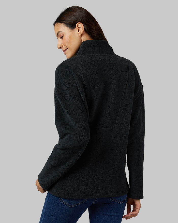 32 Degrees Stretch Limo Heather _ Women's Cozy Fleece 1/2 Zip Top {model: Florentina is 5'10"and size 4 wearing size S}{bottom}{right} {bottom}{right}