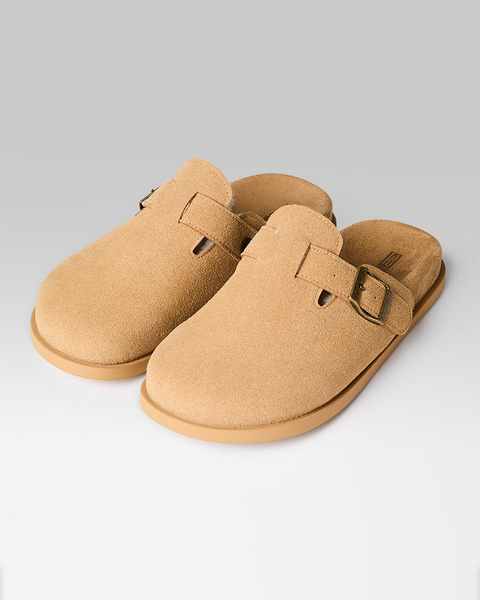 32 Degrees Tan _ Women's Faux Suede Clogs {bottom}{right}