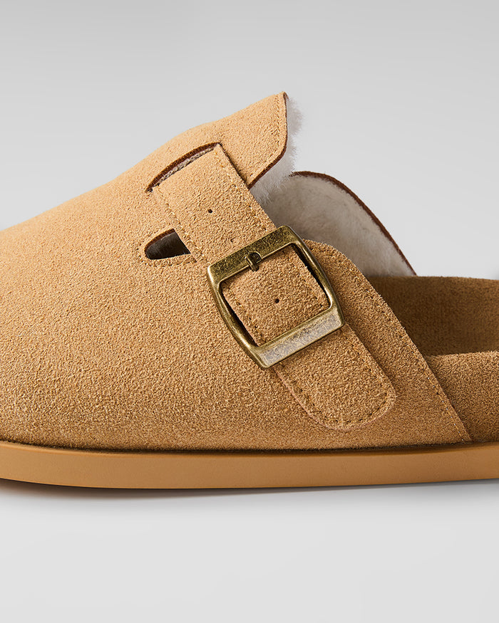 32 Degrees Tan _ Women's Faux Suede Clogs {bottom}{right}