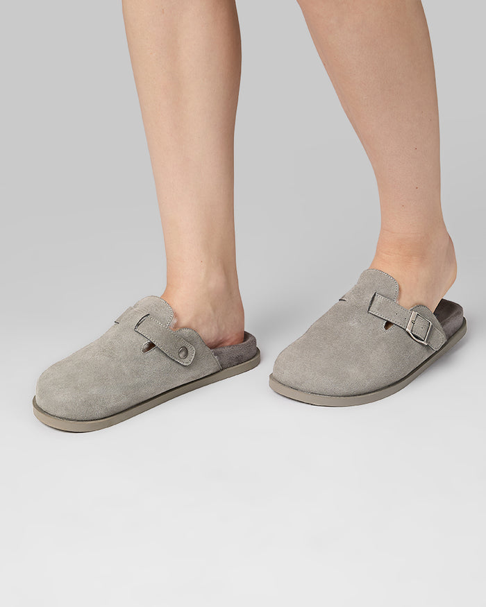 32 Degrees Charcoal _ Women's Faux Suede Clogs {bottom}{right}