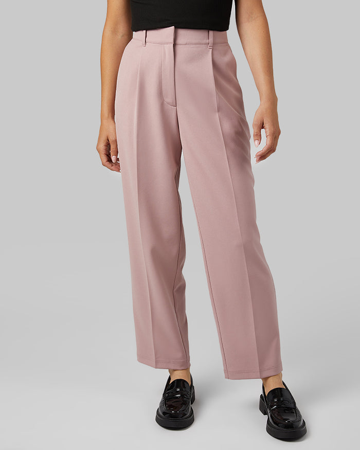 32 Degrees Deauville Mauve _ Women's Relaxed Pleated Pant {model: Gabrielle is 5'8"and size 4 wearing size S}{bottom}{right} {bottom}{right}