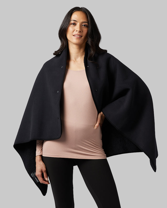 32 Degrees Black _ Women's Fleece-Lined sherpa Wearable Blanket {bottom}{right}