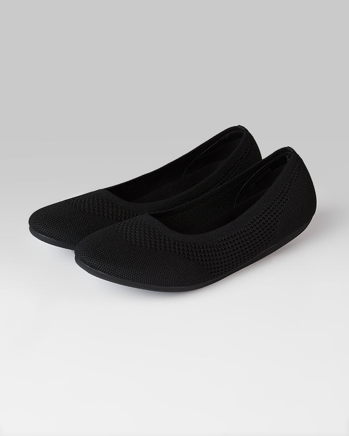 32 Degrees Black _ Women's Flex Knit Ballet Flats {bottom}{right}