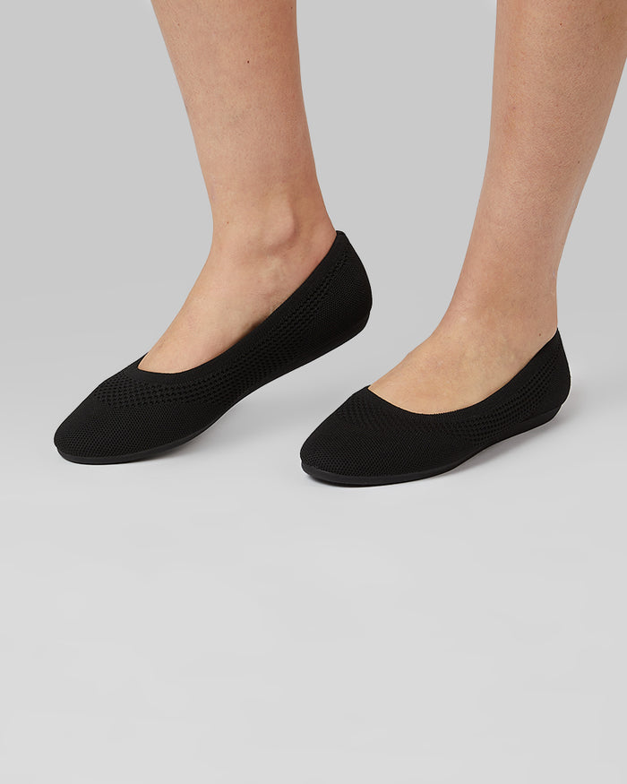 32 Degrees Black _ Women's Flex Knit Ballet Flats {bottom}{right}